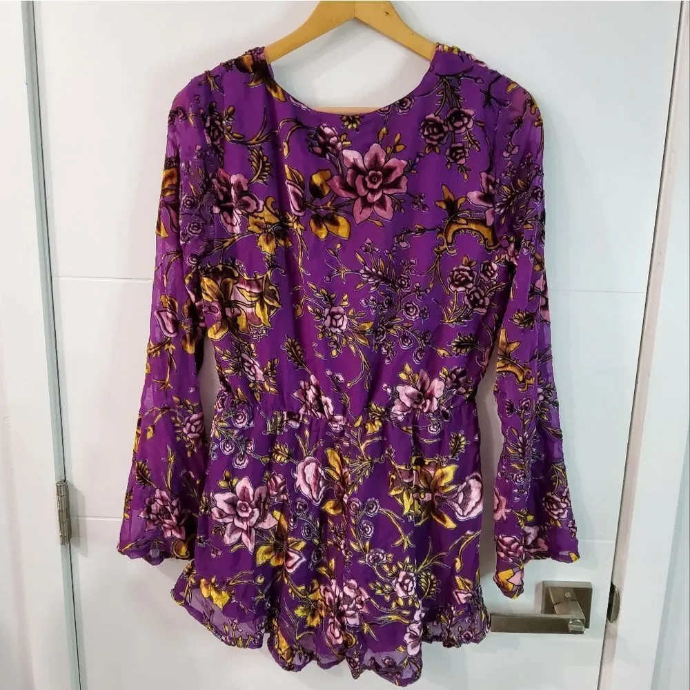 Honey Punch Velvet Burnout Romper Size M
